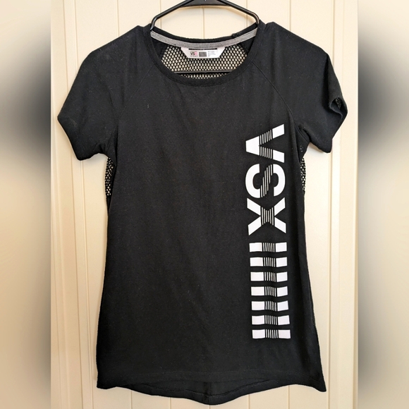 Victoria's Secret Sport black netted back short sleeve - Picture 1 of 3